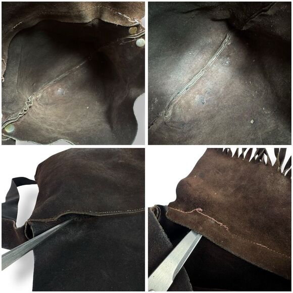 Bohemian Fringe Western Cowgirl Handmade Boho Brown Suede Leather Crossbody Bag - Picture 11 of 12